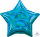 Iridescent Cyan Star Foil Balloon, 19 Inch