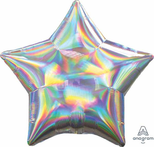 Iridescent Silver Star Foil Balloon, 19 Inch
