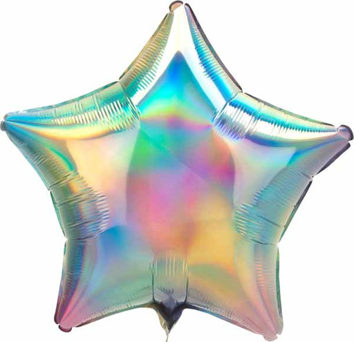 19" Iridescent Pastel Rainbow Star Foil Balloon