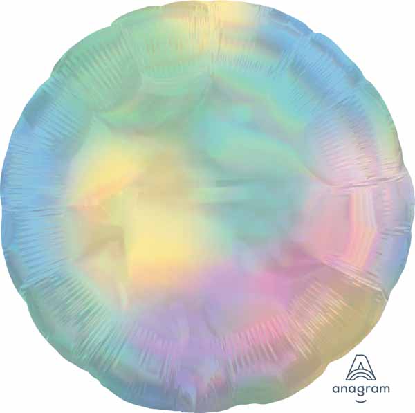 Iridescent Pastel Rainbow Round Foil Balloon, 18 Inch
