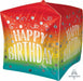 Happy Birthday Gradient Swirls Cubez Foil Balloon