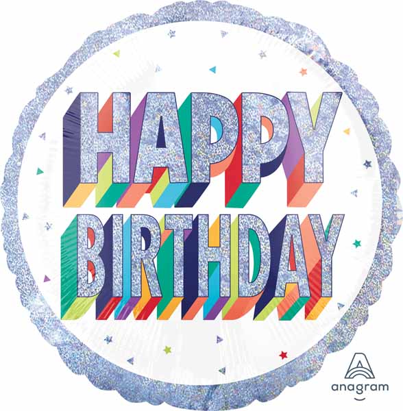 Here's to Your Birthday 18" Round Holographic Foil Balloon