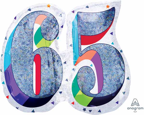 Here's to You 65th Birthday 26-Inch Shaped Foil Balloon