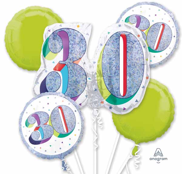 Here's to Your Birthday 30 Foil Balloon Bouquet