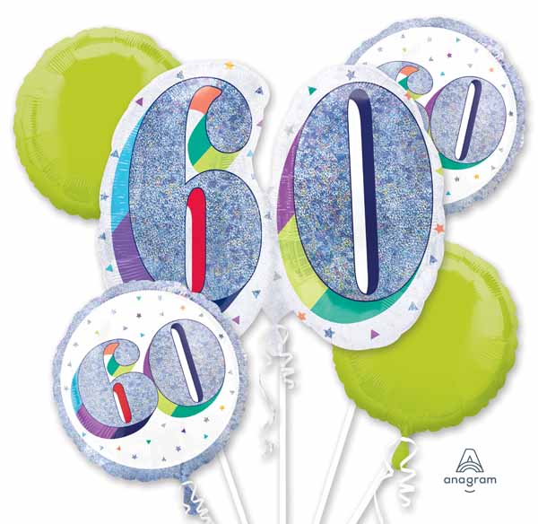 Here's to Your Birthday 60th Birthday Foil Balloon Bouquet