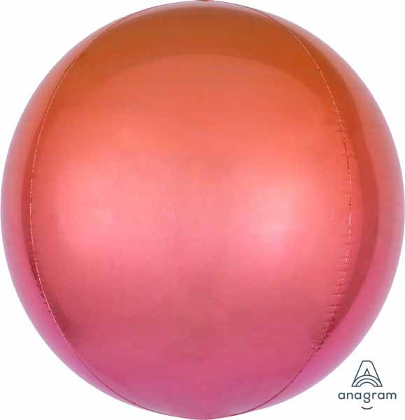 Red & Orange Ombre Orbz Foil Balloon, 16 Inch