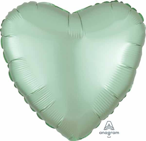 Mint Green Satin Luxe Heart Foil Balloon, 18 Inch