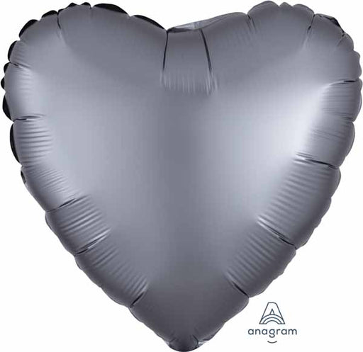 18" Graphite Satin Luxe Heart Foil Balloon