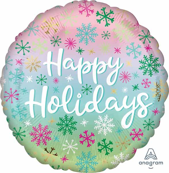 Happy Holidays Snowflakes 18" Round Foil Balloon