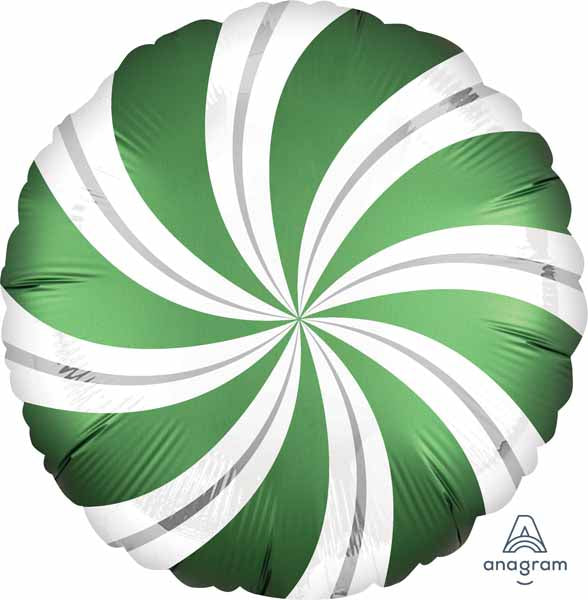 Emerald Candy Swirls 18-Inch Round Foil Balloon