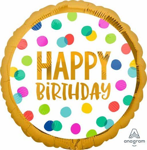 Happy Dots Happy Birthday 18 Inch Round Foil Balloon