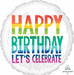 Rainbow Wishes Happy Birthday 18-Inch Round Foil Balloon
