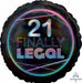 Finally 21 Holographic Round Foil Balloon, 18 Inch