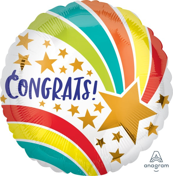 Congrats Shooting Star 18-Inch Round Foil Balloon