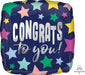 Congrats Stars Navy 18" Square Foil Balloon