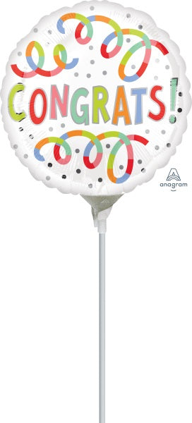 Congrats Swirls 4-Inch Round Foil Balloon