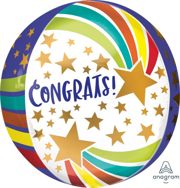 Congrats Stars 16-Inch Orbz Foil Balloon