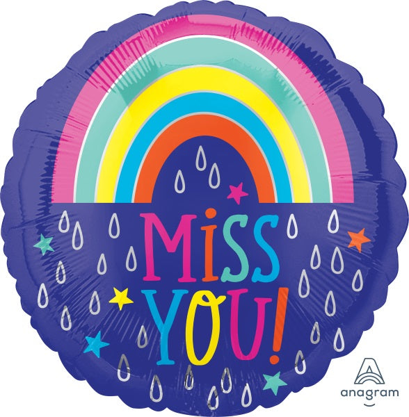 Miss You Raindrops 18" Round Foil Balloon