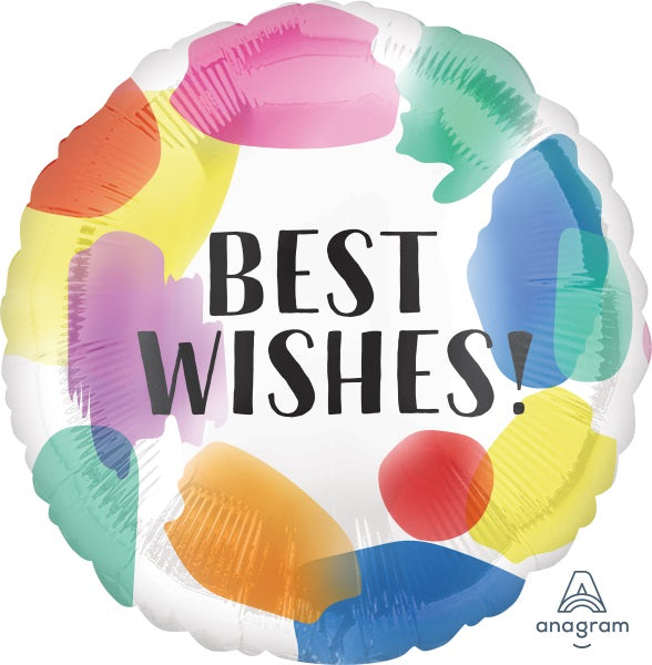 Best Wishes Painted 18-Inch Round Foil Balloon
