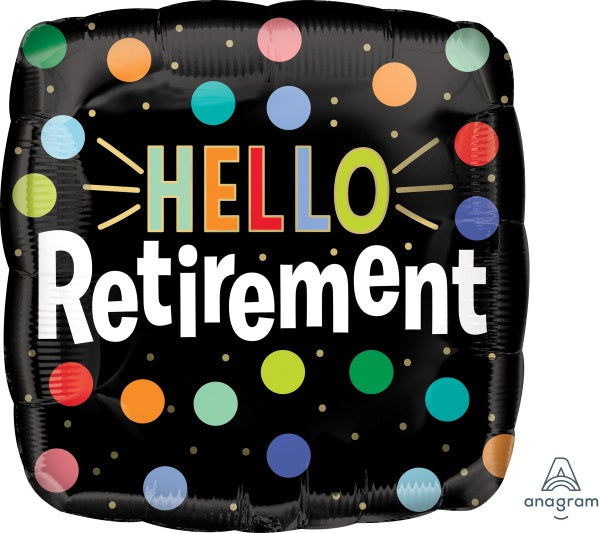 Hello Retirement 18-Inch Square Foil Balloon