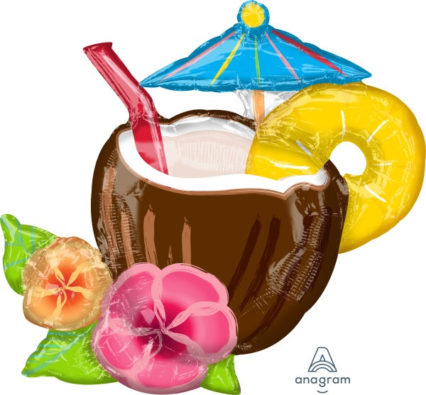 Coconut Piña Colada 30-Inch Shaped Foil Balloon
