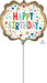 Gold Happy Birthday Marquee Dot Mini Shape Foil Balloon