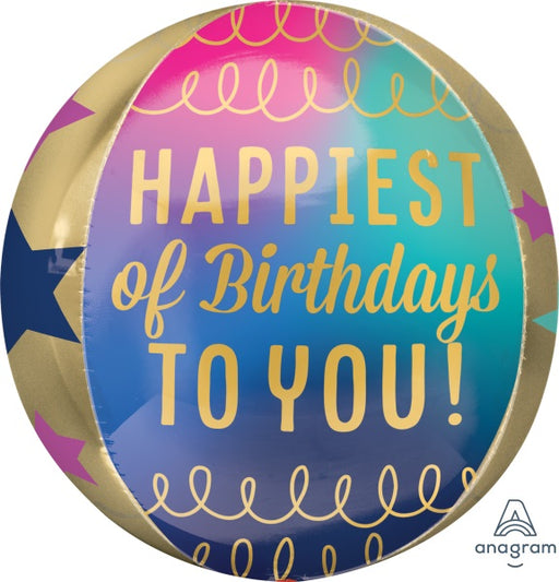 Birthday Stars & Gold Orbz XL Foil Balloon