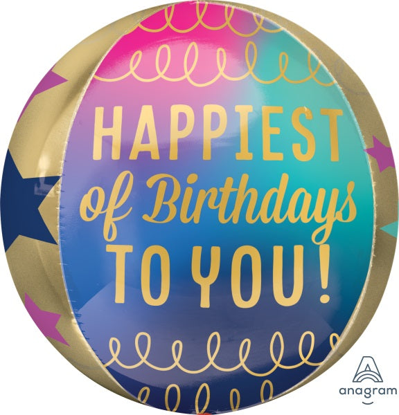 Birthday Stars & Gold Orbz XL Foil Balloon