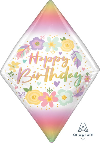 Boho Gem Anglez Happy Birthday Foil Balloon