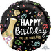 Gold Bubbly Happy Birthday Round Foil Balloon, 18 Inch