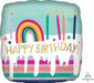 Happy Birthday Frosted Striped Cake 18-Inch Foil Balloon