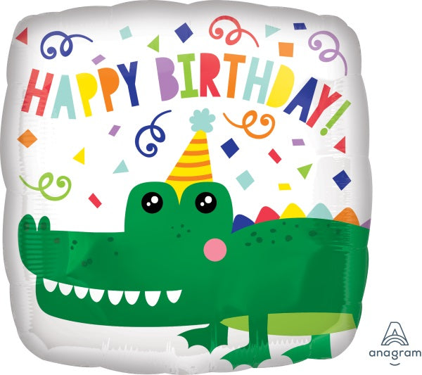 Gator Happy Birthday 18-Inch Square Foil Balloon