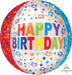 Colorful Streamer Happy Birthday Orbz XL Foil Balloon