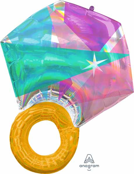 27-Inch Holographic Wedding Ring Foil Balloon
