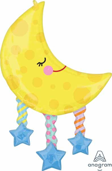 Moon and Stars 38-Inch Foil Balloon