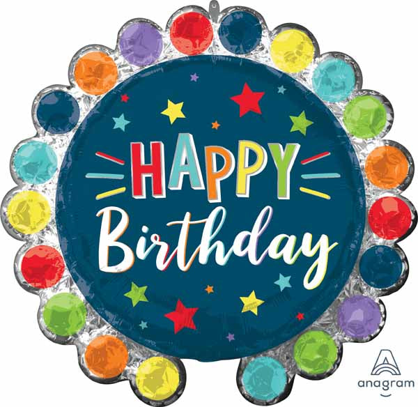 Dot Circle Birthday 26" Shaped Foil Balloon