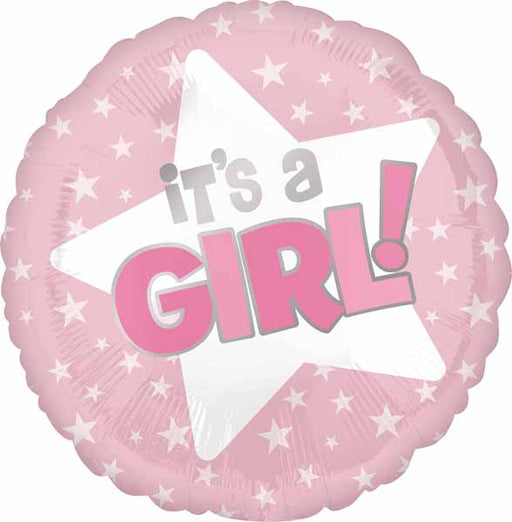 It's a Girl Pink Star Foil Balloon, 18 Inch