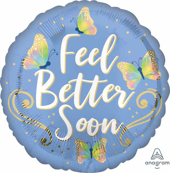 Feel Better Butterflies 18-Inch Round Foil Balloon