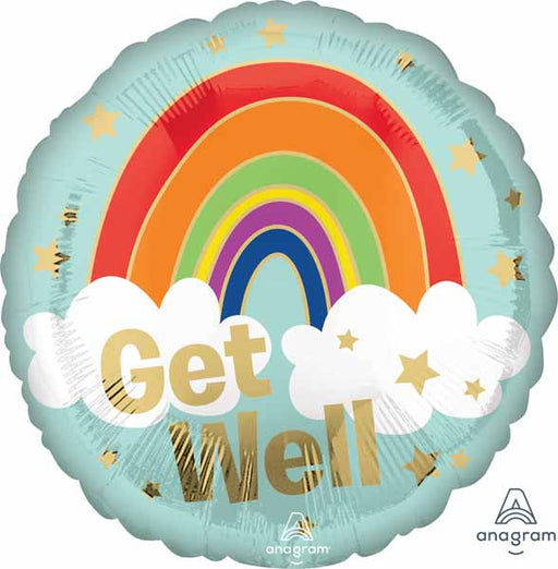 Get Well Gold Rainbow 18" Round Foil Balloon