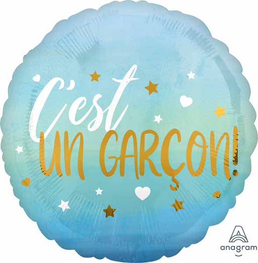 C'est un garçon Blue Round Foil Balloon, 18 Inch