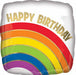 Happy Birthday Gold Rainbow 18-Inch Square Foil Balloon