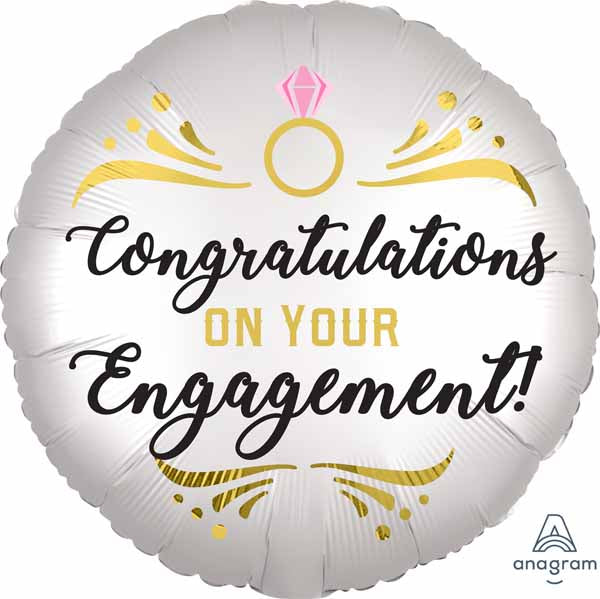 Satin Engagement 18-Inch Round Foil Balloon