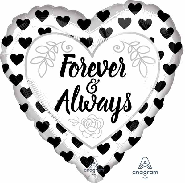 FOREVER & ALWAYS BK/ WHT 18" HRT S40 PKG