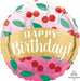 Happy Birthday Cherries 18-Inch Round Foil Balloon