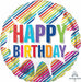 Happy Birthday Striped Burst Jumbo Round Foil Balloon
