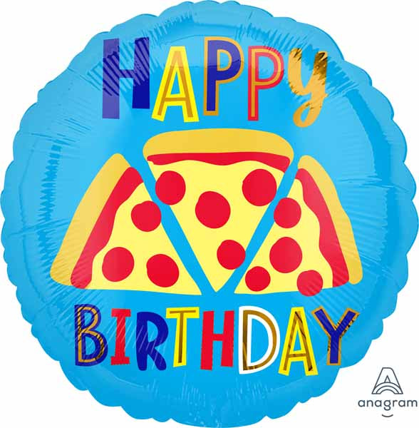 Pizza Happy Birthday 18-Inch Round Foil Balloon