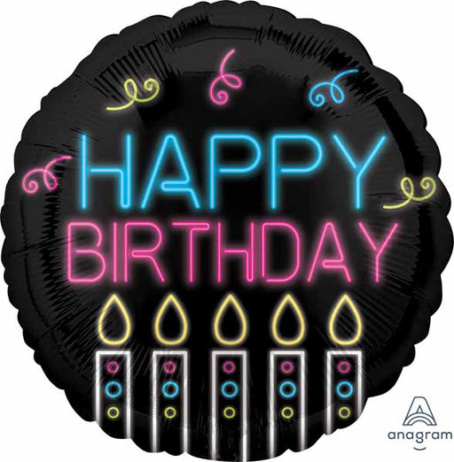 Neon Birthday 18" Round Foil Balloon