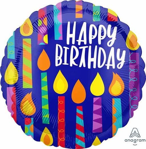 Happy Candles Happy Birthday 18-Inch Round Foil Balloon