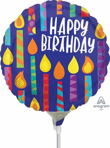 Happy Candles 9-Inch Round Happy Birthday Foil Balloon