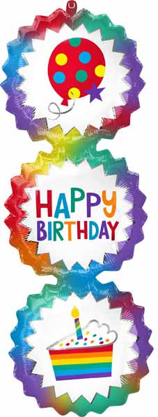 Happy Birthday Ombre Bursts 38-Inch Foil Balloon